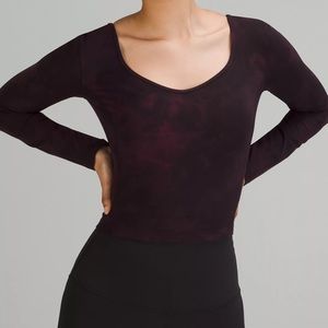 Lululemon NWT Align Long Sleeve; Marbled burgundy/black; sz 4